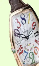 Новые Crazy Hours 8880 CH 5NE Color Dreams Автоматические мужские часы с белым циферблатом Корпус из розового золота Кожаный ремешок Мужские спортивные часы3091589