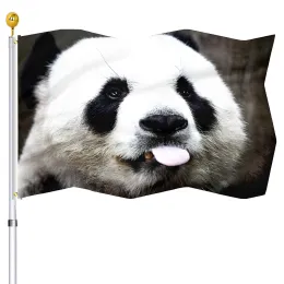 Acessórios Bandeiras engraçadas de panda Bandeira resistente ao desbotamento UV para varanda de casa ao ar livre Decoração de festa de boas-vindas Bandeira de quintal de jardim com casa de botão de latão