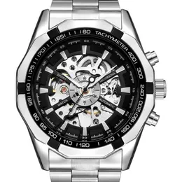 Orkina Silver Stainless Steel Classic Designer Mens Skeleton Watches Top Brand Luxury Transparent Mechanical Male Watch Watch 2107281K