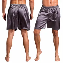 2022 Summer Men's Sleep Bottoms Solid Silk Satin Sleepwear Boxers Shorts Nightwear Pajamas For Men Homewear Robes Underwear a8wg#