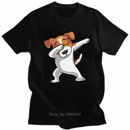 재미있는 잭 러셀 테리어 Tshirt mens 짧은 슬리브 코트 멍청한 개 티셔츠 프린트 다브 댄스 동작 티 셔츠하라 주쿠 선물 n1mm#