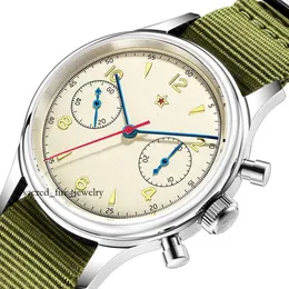 Наручные часы Pilot Seagull Movement 1963 Chronograph Мужские часы Сапфировые кварцевые 40 мм Мужские наручные часы для мужчин Водонепроницаемые Montre Homme 1126