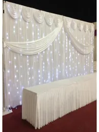 White ice silk Wedding Backdrop Curtains Simple Design Swag Satin party backgroundd drape curtain wedding decoration 10ftX20ft4259731