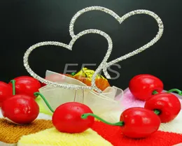 Feis Elegancki tort weselny Wysokiej jakości podwójne serce Diamond Bride and Groom Cake Topper Wedding Supplies Prezent Wedding Cake 4548875