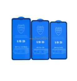 100PCS 10D Full Cover Displayschutzfolie 9H gehärtetes Glas Kohlefaser-Displayschutzfolie für iPhone 12 Mini X 6 6s 7 8 Plus Xs Max1710895