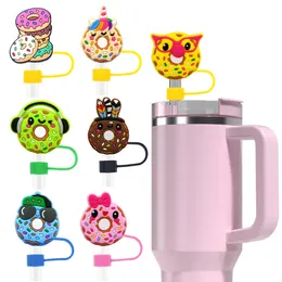 Donut Series Straw Cap 10mm Soft Rubber Detachable Straw Fitting Creative Straw Clip Personalized Pen Clip Clip