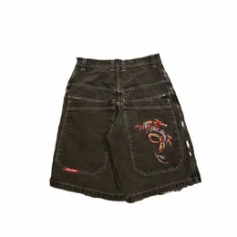 Y2k jeans de streetwear moda hip hop retro impressão gráfica preta em grande tamanho de ginástica de ginástica ginásica shorts de basquete R0K3#