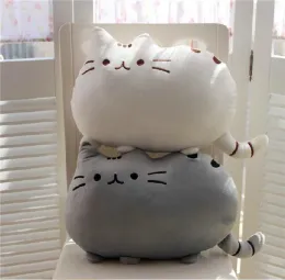 Almofadas 2550cm Kawaii Cat Travesseiro com Zipper e PP Biscoitos de Algodão Pelúcia Gato Animal Boneca Crianças Criança Bebê Peluche Presente Pushin Brinquedo Barato