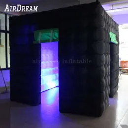 5x5x3mH black self wedding tent inflatable photo booth backdrop customized cabina kiosk 2 doors show party house with internal blower