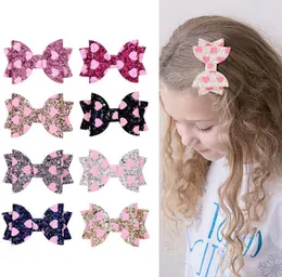 Fermagli per capelli per ragazze Fiocchi per capelli Design a cuore Fiocchi glitterati con clip Fiocco da 3 pollici Barrette Forcine Accessori per capelli moda 8 stili DHW31959162