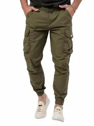 Nya män Solid Pocket Loungewear Cargo Pants Spring Summer Fi Holiday Man Daily Style 2023 Byxor Streetwear Dropship Q61J#