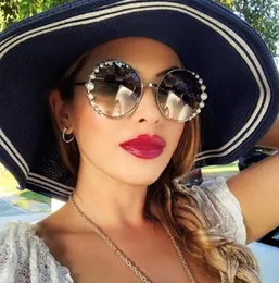 HBK Round Pearl Solglasögon Modis Feminino 2020 Luxury Vintage Women Brand Designer Sun Glasses Gradient UV4006307716