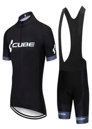 Neue Männer Cube Team Radfahren Jersey Anzug Kurzarm Bike Shirt Trägerhose Set Sommer Quick Dry Fahrrad Outfits Sport Uniform Y20043735887