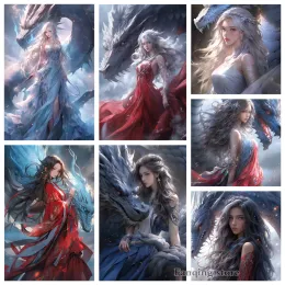 Stitch 5d Diamond Painting Diamond Ancient Dragon Woman Full Square Round Diamond ricami Fantasy Rhinestones Immagini Artigianato Decor Home Home