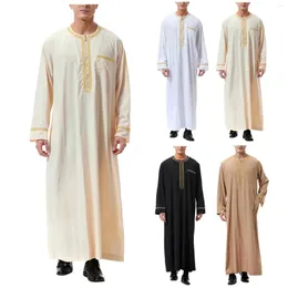 Camisas casuais masculinas Islam Kaftan Muçulmano Homens Roupas Soltas Masculino Arábia Saudita Manga Longa Maxi Vestidos Vestido Islâmico Árabe Caftan Dubai Robe