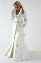 Giacca da mantello da sposa invernale Abiti da sera Mantella lunga Tippet Stola Scialle Cappotto Bolero Tessuto di raso Realizzato su misura con paillettes in pelliccia sintetica 6890457