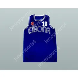 Beliebiger Name, jedes Team, DRAZEN PETROVIC CIBONA BLUE 10 BASKETBALLJERSEY, alle genäht, Größe S M L XL XXL 3XL 4XL 5XL 6XL. Top-Qualität