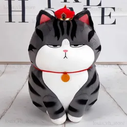 Plyschdockor 30-50 cm länge lever min kejsare kattdocka basar svart plysch leksak hög kvalitet kawaii tecknad anime fylld kudde xmas gåva för barn t240325