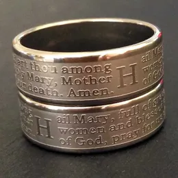 Кольца-кольца, 20 выгравированных молитвенных колец Марии, кольца из нержавеющей стали, резные на английском языке, мужские религиозные украшения Иисуса J240326