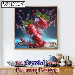 Stitch 5D DIY 100%Crystal Diamond Målning Strawberry Full Square Mosaic Brodery Fruit Sitich Diamond Art Crystal Home Docer 231023