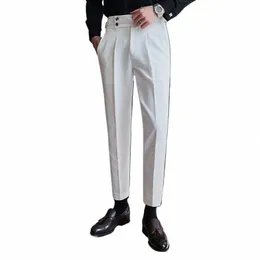 Stylish Hot Sale Men's LG Pants High talia Busin STantats Interun 2024 Casual Party Solid All-Match Chude Spodni S-5xl W2MB#