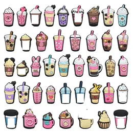 girls milk tea coffee summer drink charms Anime charms wholesale childhood memories funny gift cartoon charms shoe accessories pvc decoration buckle soft rubber