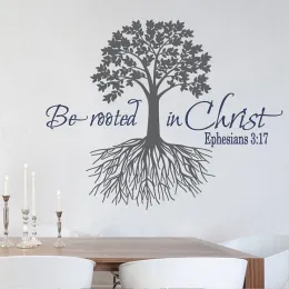 Adesivi Efeso 3:17 Versetti della Bibbia Adesivi murali in vinile spagnoli Adesivi murali decorativi per soggiorno camera da letto cristiano WL1767