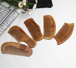 Hair Brushes Womens Gifts Natural Peach Combs Thickened Carved Wood Anti Static Mas Scalp Health Portable Comb Wedding Favor Dr Dhz76 ZZ