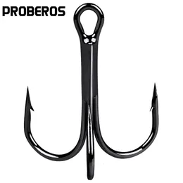 Proberos 500st Fishing Hook Black Color Fishhook Overstiking Antirust Tackle 3010 High Carbon Steel Treble 240313