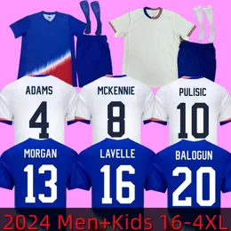 USWNT UsaS Soccer Jersey Camisas de futebol 2024 4 estrelas homens crianças kits USMNT 24-25 Maillot de Foot Men Concacaf Gold Cup 2024 Women's World McKennie SMITH MORGAN