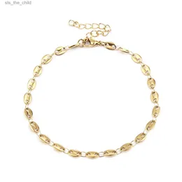 Cavigliere Bracciale alla moda in acciaio inossidabile Bracciale a catena con chicchi di caffè in oro da donna, spiaggia estiva, spettacolo a piedi nudi, regalo 1 pezzoC24326