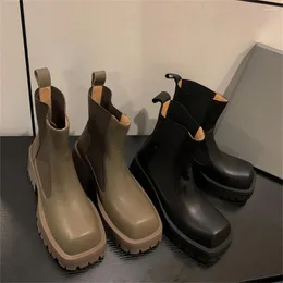 Boots Platform Heel Botas Largas de Mujer Square Toe Women Shoes Solid Comfort Zapatos Para Mujeres CONCISE PUMPS