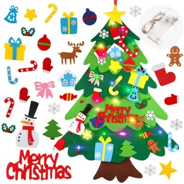 Fai da te feltro albero di natale fai da te giocattoli per bambini decorazione natalizia ornamenti babbo natale albero per bambini artigianato con regali appesi leggeri 240318