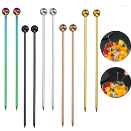 Gabeln 3PCS Wein Nadel Cocktail Picks Stick Edelstahl Obst Wiederverwendbare Metall Spieße Oliven Vorspeisen Werkzeuge