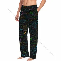 Мужская повседневная пижама Lg Pant Свободный эластичный пояс Снова в школу Черная образовательная математика Уютная одежда для сна Домашние брюки для отдыха Q5Mm #
