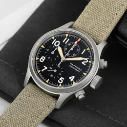 Militado Retro VK67 Kuvars Kronograf İzle 39mm 316L Paslanmaz Çelik Kılıf 3 Kadran Su Geçirmez 100m Çok Fonksiyonlu Askeri 240315