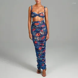 Kaftan Beach Dress Swim Cover Up e tuniche Wear Women 2024 Summer Sexy Print Backless Suit Fold Poliestere per May Female