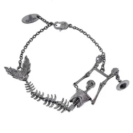 Viviennes Viviane Westwood smycken armband kvinnor högkvalitativ skalle fiskben kedja sjöjungfru armband unisex mens och kvinnor hög upplaga