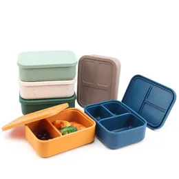 Japanische geteilte Lunchbox aus Silikon für Mikrowellenherde, Heizen und Verschließen, tragbar, Arbeit, Lernen, 240312