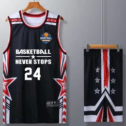 Mens Kids Professional Basketball Jersey Set Personlig anpassad ungdoms högskolelagsträning uniform 240312