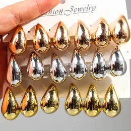 Hoop Huggie 3 pairs/set of thick gold-plated teardrop earrings suitable for women smooth multi-color acrylic teardrop earrings lightweight 24326