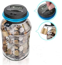 Jars Locking Digital Coin Piggy Bank Transparent Jar With LCD Display Replacement Counter Coin Piggy Bank