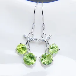 Dingle örhängen naturlig verklig peridot drop örhänge 925 sterling silver 0,3ct 2 st 0,9ct ädelsten fina smycken T23391