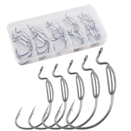 25pcs solucan jig kafaları Bas balıkçılığı için ağırlıklı jig kancaları geniş krank kancaları otsuz ofset fragbait fishooks 240313