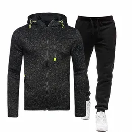 2023 Outono Nova Marca Fi Sporty Street Hooded Jacket Mens Calças Casuais Conjunto de Jogging Clássico Masculino Ginásio Fitn Hoodie Outfits Z2wA #