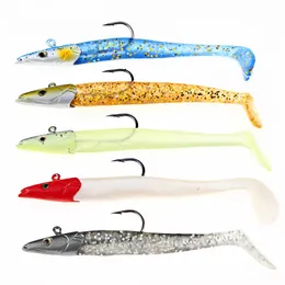 5pc Jig Head Soft Silicone الطعم الاصطناعي طقم مجداف ذيل Trout سحر الصيد الشتاء مجموعة wobbler للتصدش البحر باس swimbait 240314