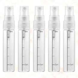 저장 병 10 pcs 5ml 스케일 스프레이 병 유리 메이크업 및 스킨 케어 사용을위한 작은 빈 향수 액체 디스펜서 (흰색)