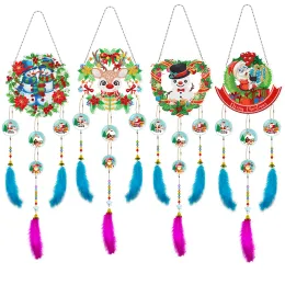 Dikiş Diy Diamond Boya Kolye Dreamcatcher Noel Rüzgar Çanı Kolye Elmas Nakış El Yapımı Mozaik Noel Kolye