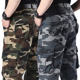 Camou kargo pantolon erkek savaş askeri iş tulumları düz taktik pantolon çok cepli bol rahat pamuk pantolon pantolonlar w8sk#