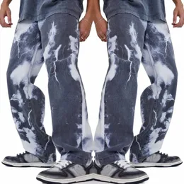 Summer Pocket Printed Spodnie swobodne kulturystyka męskie Pełna sportowa długość dżinsów Pantie 511 Slim Fit Men Enters O4DU#